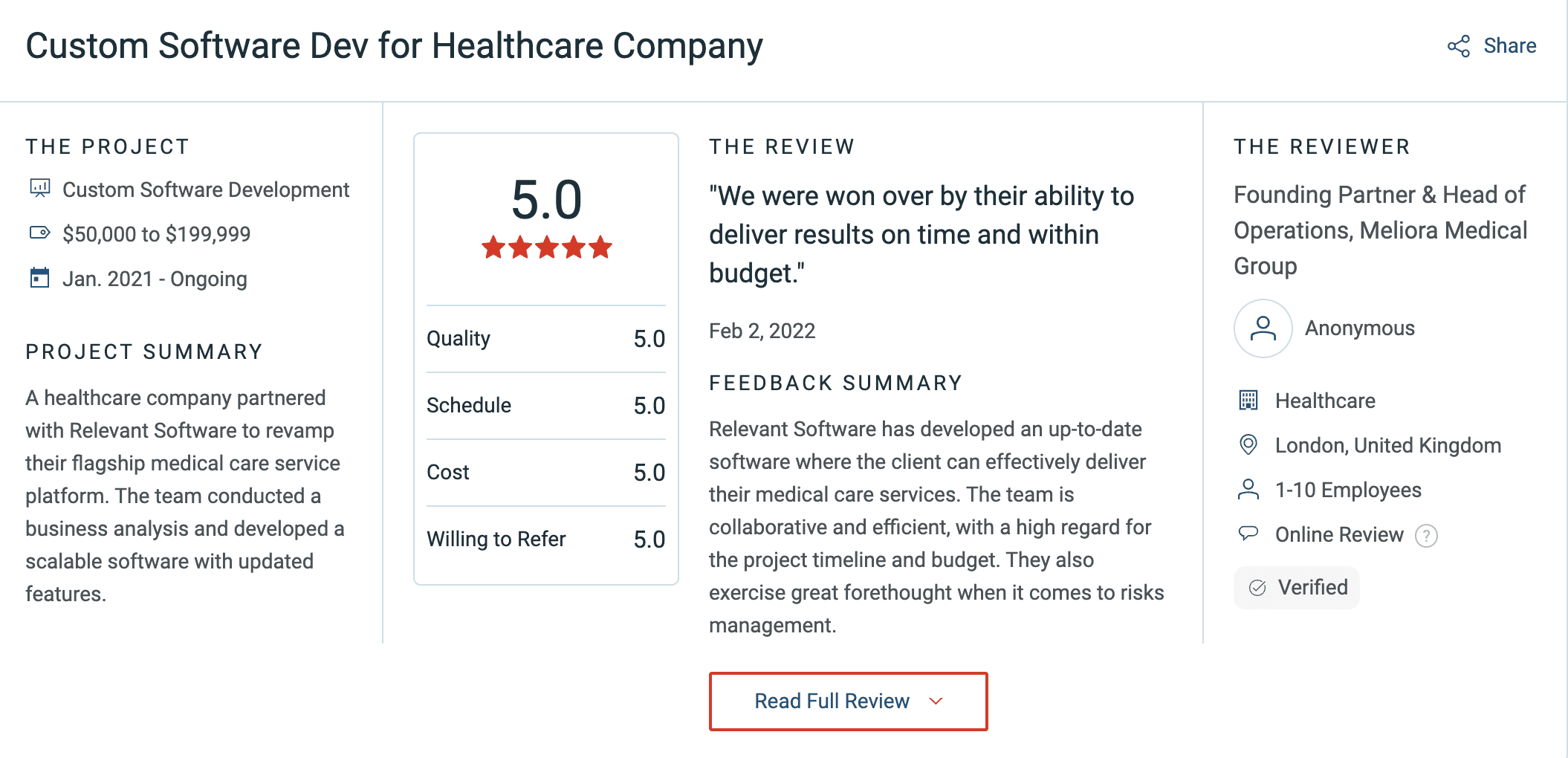review about our custom healthcare development company
